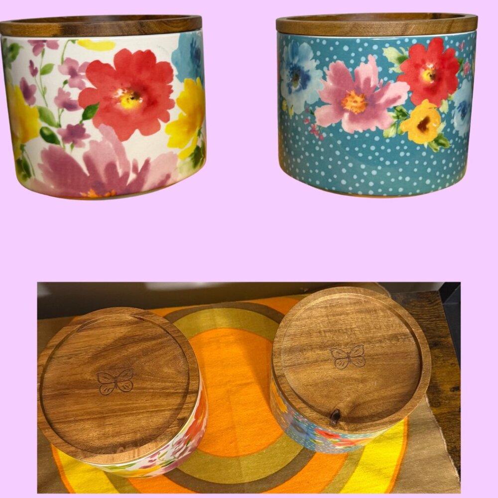 Pioneer Woman Stacking 2-Piece Stoneware Canister Set